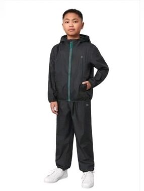 New Mondetta Kids Boys Girls Youth 2-piece Rain Set, Black, Unisex X-Small (5/6)